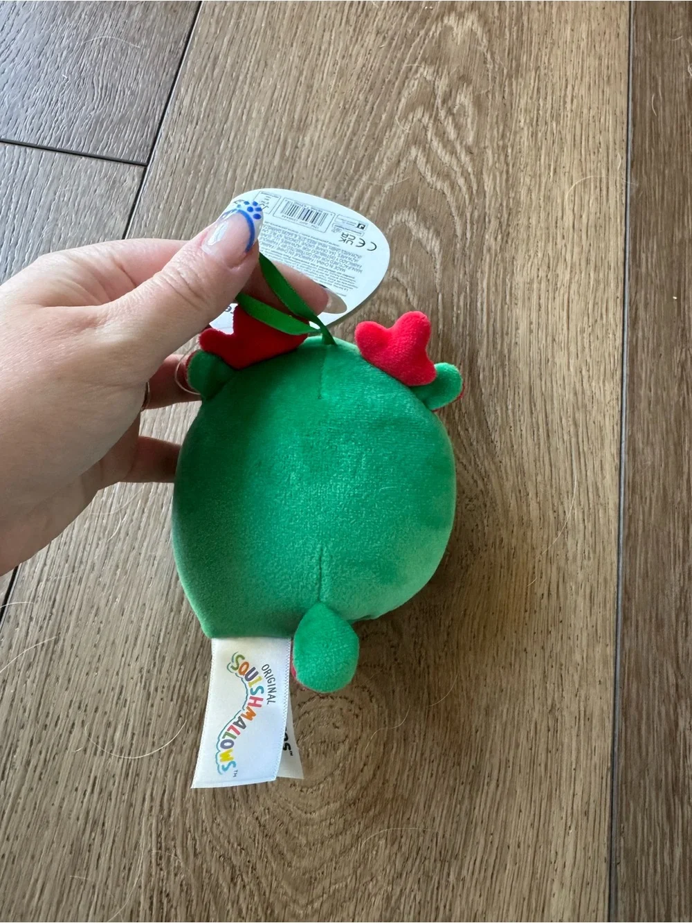 NWT Zumir Green Reindeer Squishmallow-Inspired Plush Keychain